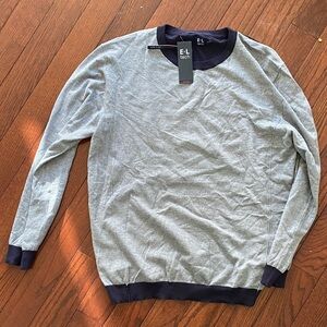 NEW Men's Crewneck Sweater - Gray and Navt pull over